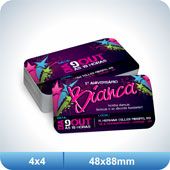 500 Cartões - 48x88mm Couchê - 300g - 4x4 Verniz Total Frent